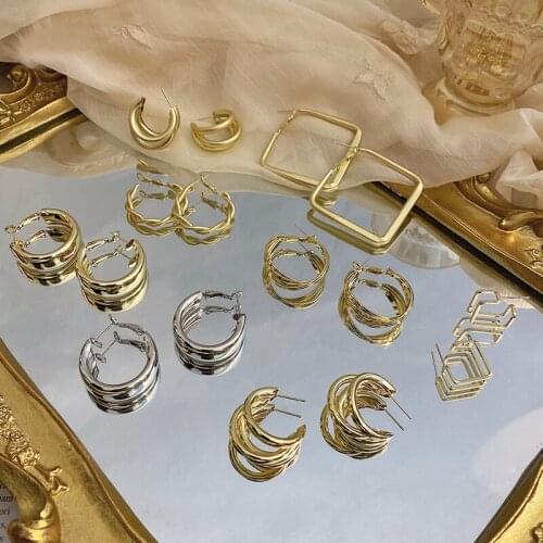 Earrings for Women 2021 Trendy Round Circle Earrings Female Retro Earrings for Girl Wedding Gift Boucle d oreille femme