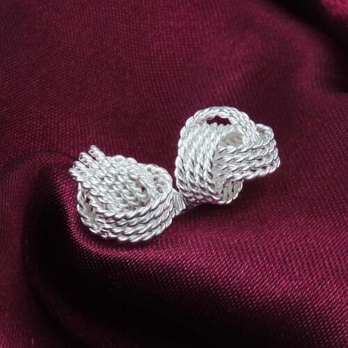 New Fashion 925 Sterling Silver Stud Earrings Mesh Woman Earrings Wedding Wedding Jewelry Gift