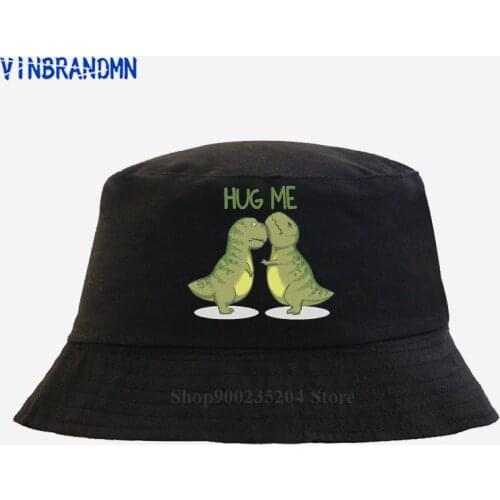 2021 Summer Casual Kawaii Dino Kiss Hip Hit Hat Cute Dinosaurs Hug Me Fishing hat Lady Custom Animal Printed Fashion Bucket hat
