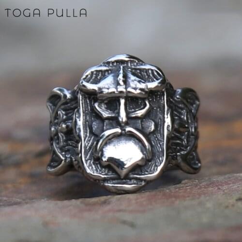 Vintage 316L Stainless Steel Mens Nordic Ring Cool Viking Ring Men Retro Celtics Ax Warrior Norse Jewelry Drop Shipping
