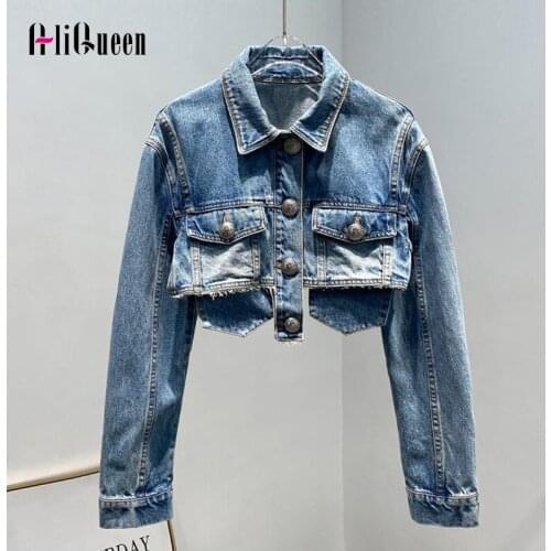 Retro Clothes Patchwork Tassel Denim Jacket for Women Lapel Vintage Casual Short Coats Streetwear Jeans Jacket Crop Tops Outwear