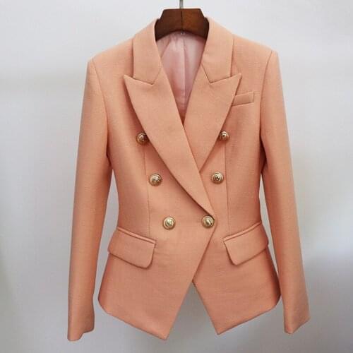 2020 Cotton Linen Women Blazers Suits Autumn Classic Double-breasted Button Nude Pink Slim Womens Blazer Jackets Wholesale