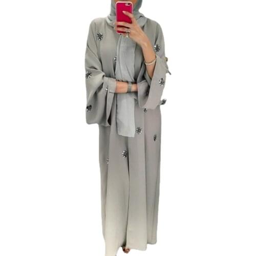 Handmade sequined beaded open abaya Muslim dress women fashion