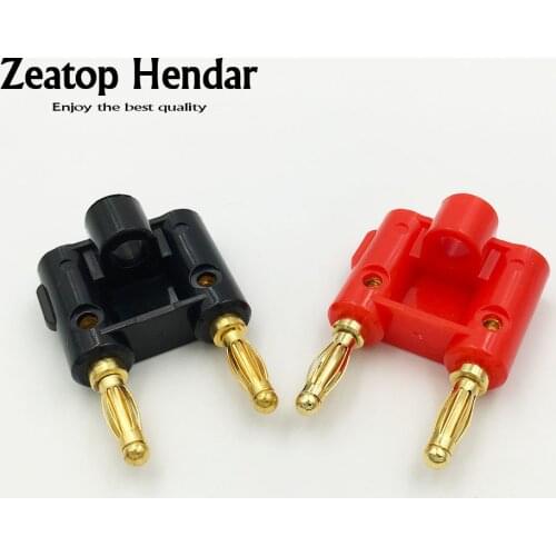 10Pcs Gold Gilded Double 4mm Banana Plug for BINDING POST Jack Speaker Amplifier Connector