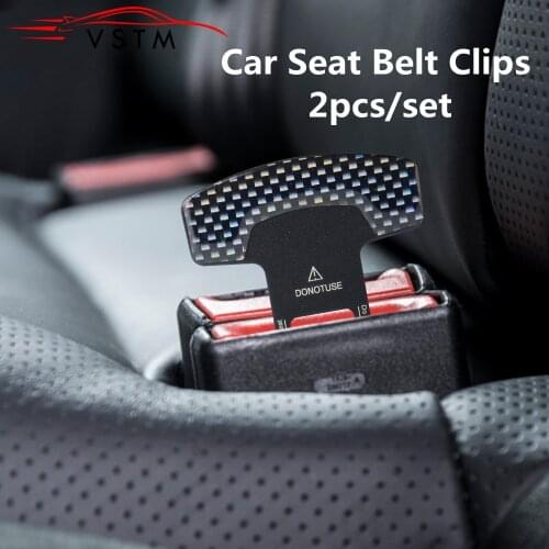 2Pcs Safety Belt Buckles Real Carbon Fiber Car Seat Alarm Canceler Stopper Plug Thick Insert Socket Seatbeltts Lock Buckle