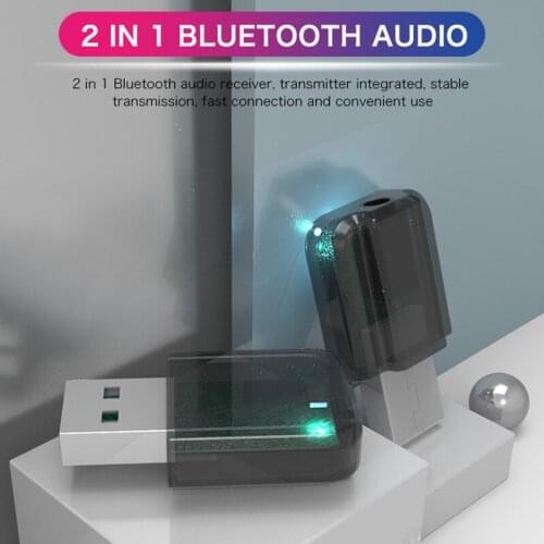 2 In 1 Bluetooth Adapter 5.0 Universal Desktop Computer LED Flashing Audio Transmitter Transceiver For Bluetooth Transmitter
