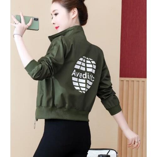 2021 New Summer Fashion Print Jacket Women Coats Long Sleeve Basic Office Jackets Bomber Short Female Baseball Jackets Outwear