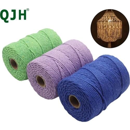 3mm 100% Cotton Cord Colorful Cord Rope Beige Twisted Craft Macrame String DIY Home Textile Wedding Decorative supply 110 yards