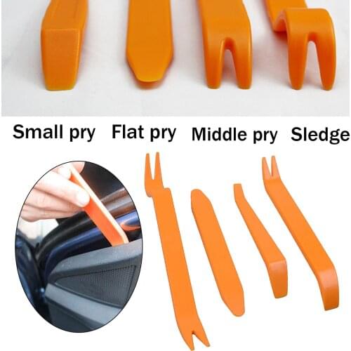 4pcs/set Car Radio Remover Removal Puller Pry Tool Car Door Panel Trim Upholstery Retaining Clip Plier Hand Audio Tool Set New
