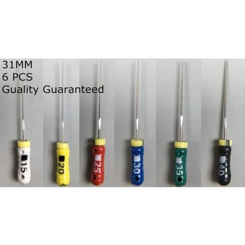 5Card 31MM Dental Endodontic K-files Hand Use Steel Root Canal File 06-40 * 6 Pcs/Card