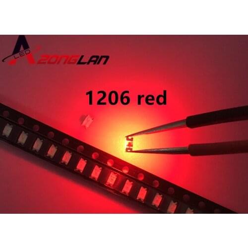 500PCS Free Shipping 1206 red light light-emitting diode SMD LED 3216 Diodes SMD 1206 led 620-625NM 100-120MCD 2,0-2.6V 3.2*1.6