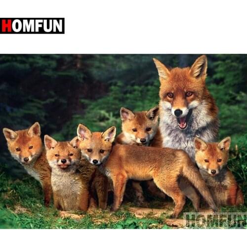 HOMFUN Diamond Painting Full Square/Round Diamond "fox" Pattern Embroidery Cross Stitch 5D Rhinestone Painting A08278