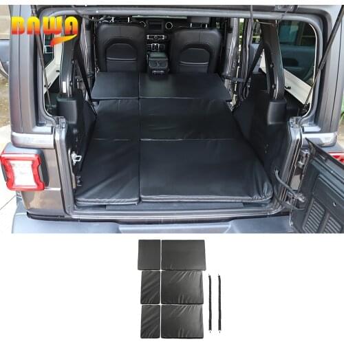 BAWA Car Foldable Mattress Travel Bed Car Back Seat Mattress Leather and Sponge Accessories for Jeep Wrangler JK JL 4 Door