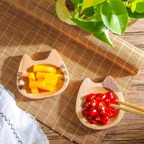 1PC Carton Natural Beech Sauce Dish Japanese Style Snack Dish Household Sauce Soy Sauce Seasoning Vinegar Dish