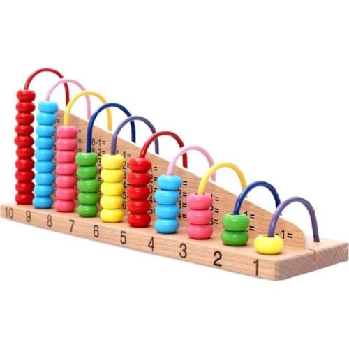 Kids Wooden 10-row Counting Beads Math Learning Abacus Frame Early Education Toy Kids Educational Toys for Children Gift