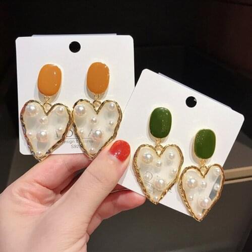 Design Gold Irregular Geometric Crystal Korean Earrings Classical Statement Jewelry Pearl Brincos Resin Earrings