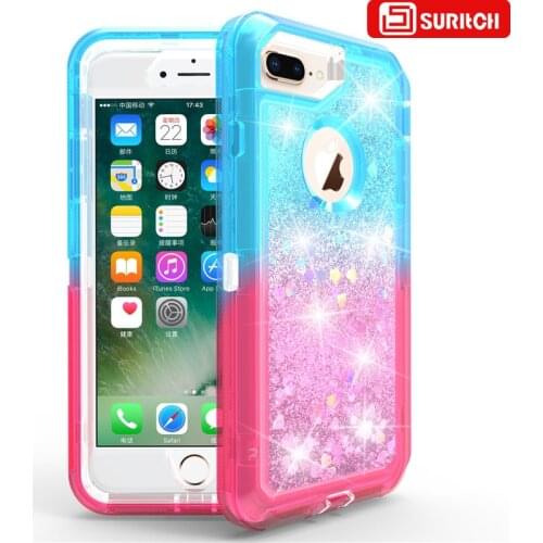 For iPhone 8 7 6Plus anti-fall gradient quicksand pattern mobile phone case for iPhone 6 7 8Plus