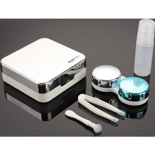 Travel Portable Square Fashion Contact Lens Case Mirror Soaking Container Business Travel Holder Kit Contact Lens Case