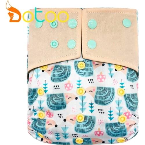 Dotoo Cute Hedgehog Print Washable Reusable Cloth Diaper Adjustable Bamboo Charcoal For 3-15KG Baby Diaper