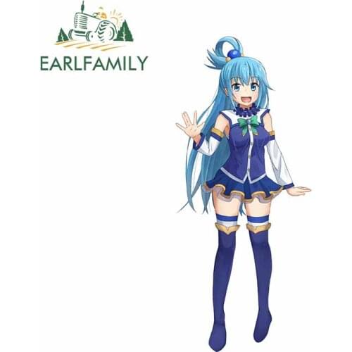 EARLFAMILY 13cm x 5.7cm for Aqua Konosuba Greet Refrigerator Car Stickers RV Windshield VAN Decal Cartoon Bumper Vinyl Car Wrap