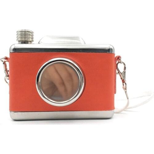 Camera Shape Safe Stainless Steel Hip Flask Wrapped Liquor Whiskey Camera Flask For Storing Whiskey