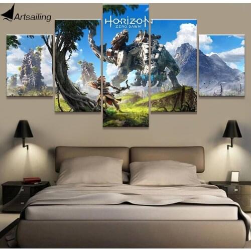 HD print 5 piece canvas painting Horizon Zero Dawn game painting for living room posters and prints free shipping XA-2108B