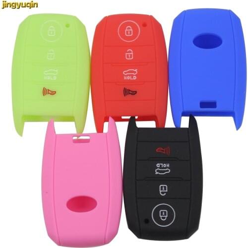 Jingyuqin 4 Buttons Silicone Car Key Cover Key Bag for KIA K3 K5 Sorento Carens Cerato Forte Car Silicone Rubber Key Case