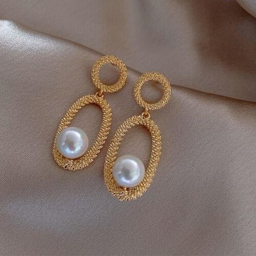 Korea simple cubic zirconia double-sided pearl earrings female high quality letter earrings jewelry