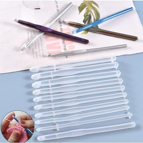 Crochet Hook Crystal Epoxy Resin Mold DIY Knitting Sweaters Tool Silicone Mould