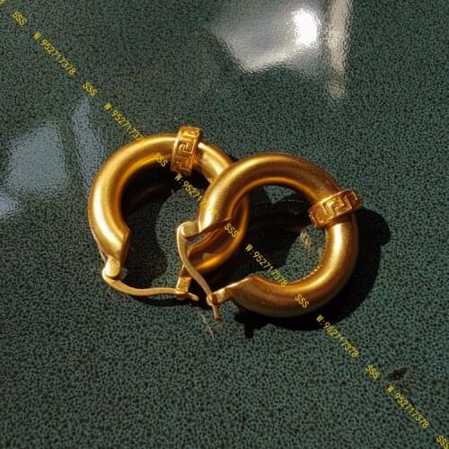 Small circle earrings European and American personality key pattern stud earrings