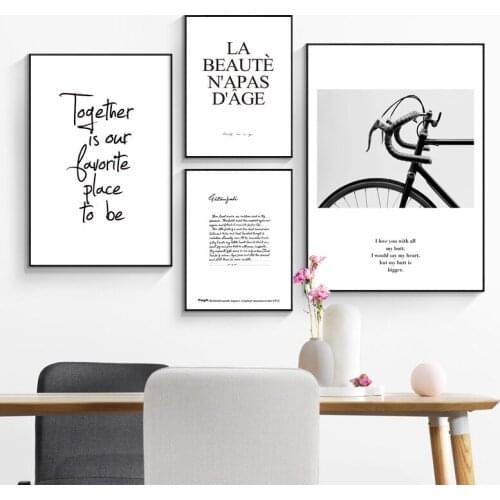 Minimalist Bike Canvas Painting Picture Quote Nordic Style Black And White Bicycle Poster And Print Modern Home Living Room Deco