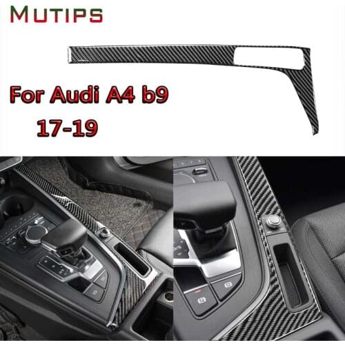 Mutips for Audi A4 B9 2017 2018 2019 Accessories Gearshift Side Panel Cover Console Carbon Fiber Sticker Interior Parts Styling