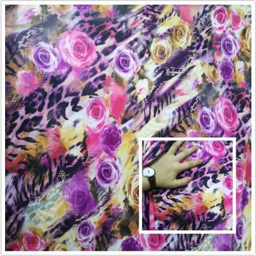 Leopard & Rose Printed Soft Fabric 4 Side Stretch Swimwear Micro Fiber Knitted Fabric DIY Sewing Sportwear Gymnastic Leotart
