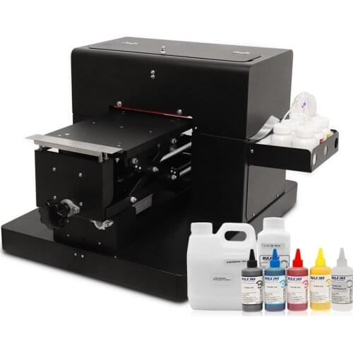 A4 Size Flatbed Printer With Textile Ink Set for Cotton T-shirt Printing Clothes Print Machine for White and Dark Color T-shirt