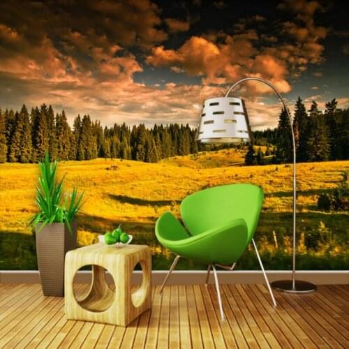 Drop Shipping Custom Photo Wallpaper Wonderful Grassland Forest Landscape Background Wall Murals Guest Room Decorative Wallpaper