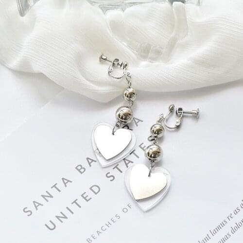 Love Clip On Earrings No Hole Ear Clips Geometry Metal Heart Earrings Without Piercing Personality Earring Jewelry E155