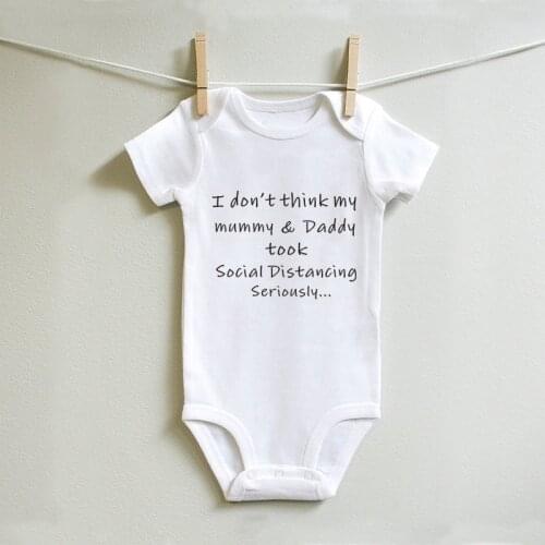 Social Distancing Baby Announcement Baby Bodysuit Toddler Baby Rompers Summer Short Sleeve Tee Shirts