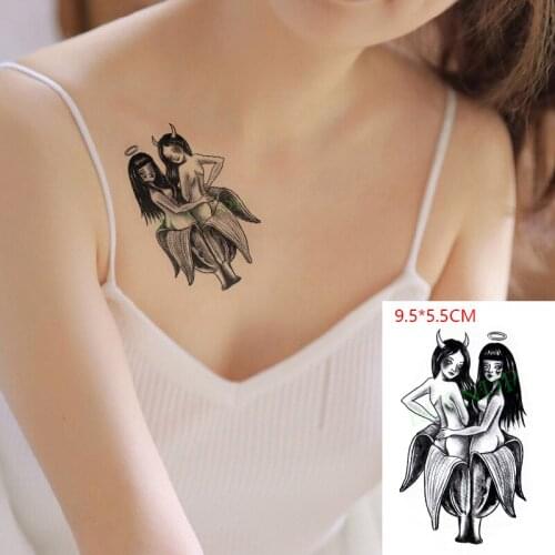 Waterproof Temporary Tattoo Sticker Angel Cupid girl demon girl rose The body art Flash Tatoo Fake Tatto for Woman Men