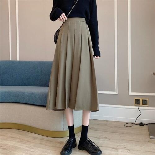 Black Split Pleated Skirt Womens Autumn 2021 New Korean Version of The Skirt High-waisted Thin A-LINE Skirt