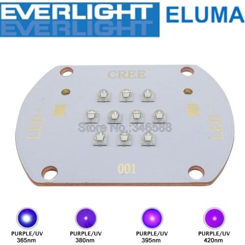 Everlight 30W High Power Purple UV LED Emitter Lamp Light 10-Chip Multi-Chip Intergrated 365nm 380nm 395nm 420nm on Copper PCB