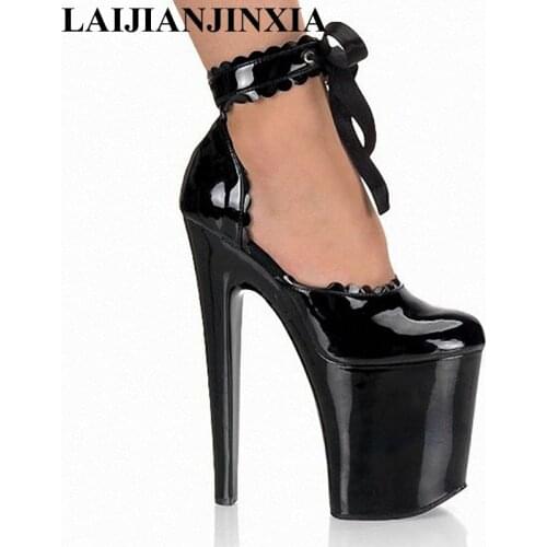 LAIJIANJINXIA Sexy Straps Ultra High Heels For Womens Dance Shoes Night Club Party 20cm High Heels Pumps Dance Shoes D-010