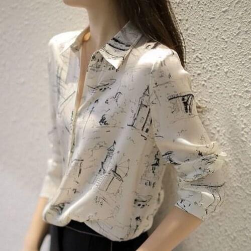 Women Spring Summer Style Chiffon Blouses Shirts Lady Casual Long Sleeve Turn-down Collar Dot Printed Blusas Tops DD8862