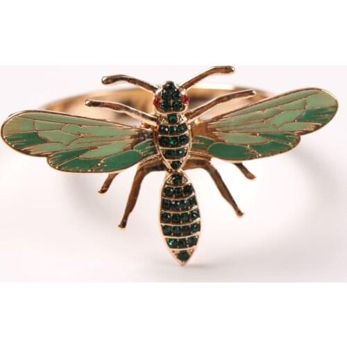 10PCS/alloy metal diamond-studded bee series napkin ring table decoration furnishings for receptions, weddings, high-end dinners