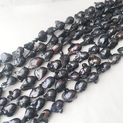 16inch 100% freshwater loose pearl with baroque shape in strand ,13-17 mm x 20-30 mm big baroque pearl . dying black color