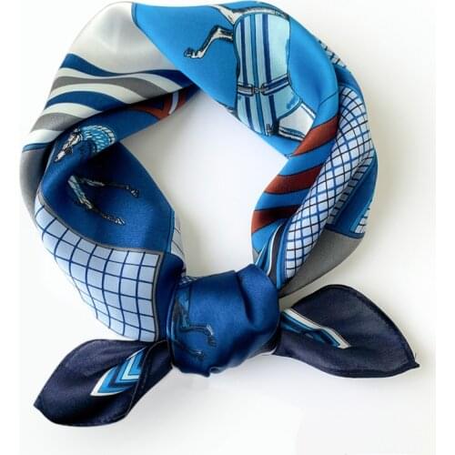 2021 Square Silk Scarf Women Bandana Office Lady Neckerchief Fashion Foulard Hairband House Print Small Scarves Summer New