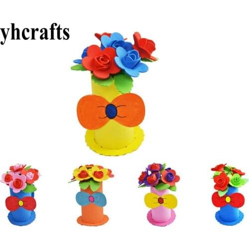 5PCS/LOT.5 design choose,DIY foam flower craft kits Kindergarten crafts Early learning educational toys Handmade crafts OEM