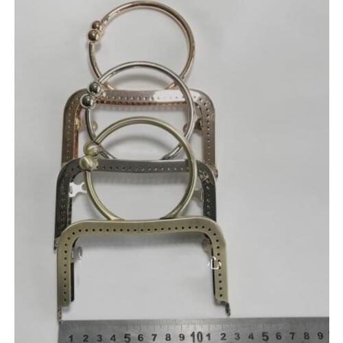 12.5cm women handbag making metal clasp smooth edge purse frame with O ring kiss buckle handle 5pcs/lot