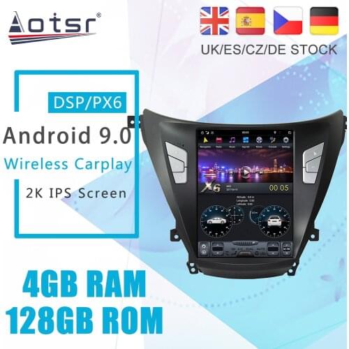 Android 9.0 128G PX6 Tesla Styel Screen For Hyundai Elantra 5 2010 - 2013 Auto Radio Stereo Car Multimedia Player GPS Navigation