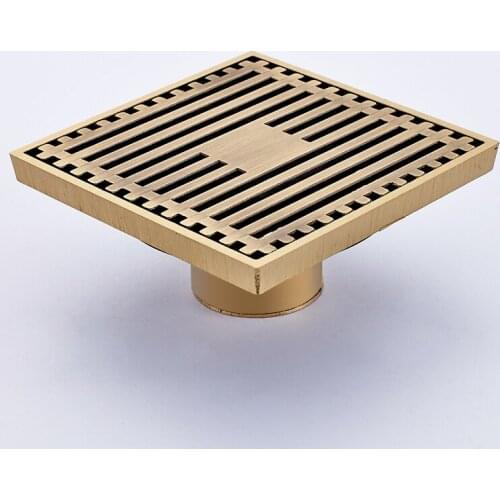 Antique Brass Floor Drain Shower Drain Square Kitchen Waste Drain Bathroom Deodorant Grate Drain Strainer Cover Grate KD1063