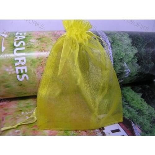 Free Shipping 200pcs/lot 7x9cm Yellow Color Organza Bags Wedding Gift Bags Jewlery packing Gift Pouch